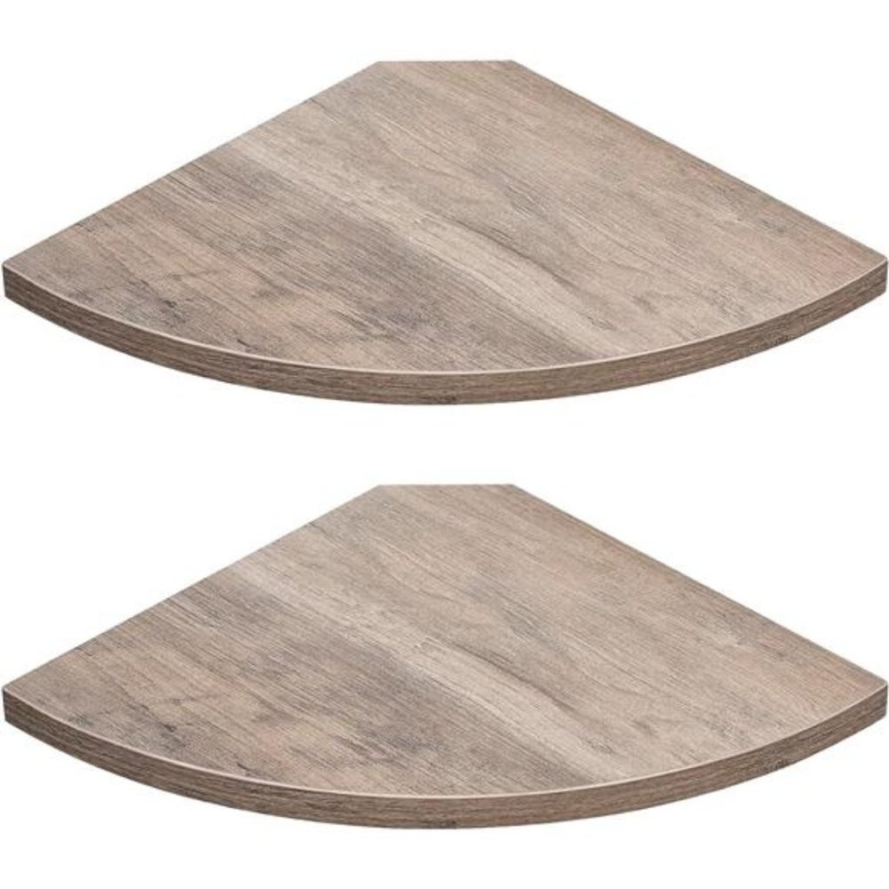Corner Floating Shelves, Set of 2 Wood Wall Storage Display Shelves, Greige